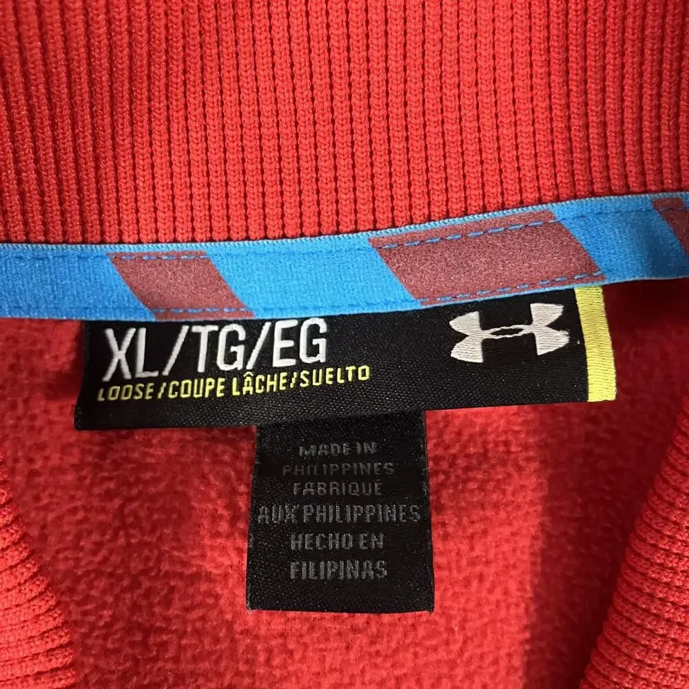 Under Armour Jacket Mens XL Red‎ Blue Full Zip Track Fleece Lined 1243201